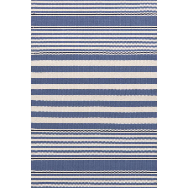 Dash and Albert Rugs Rugby Stripe Hand Woven Blue Indoor/Outdoor Area